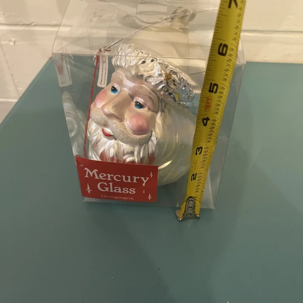 Dept 56 Mercury Glass Oversized Santa‎ Ornament Rare Holiday Christmas